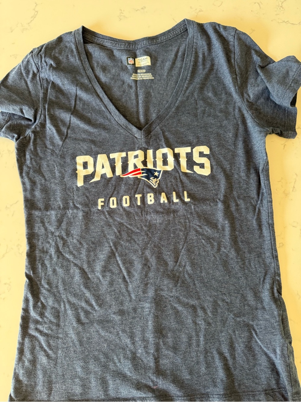 New England Patriots Women's Navy V-Neck Tee